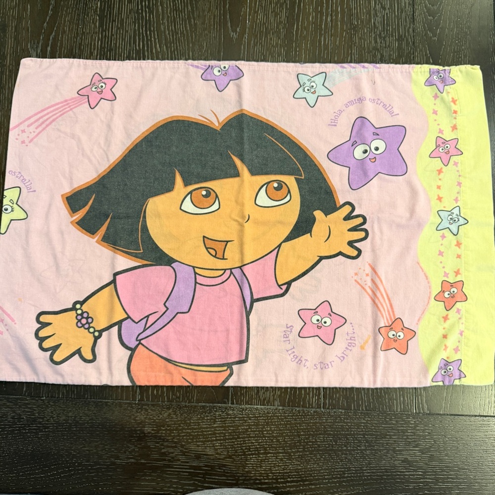 Vintage Dora the‎ Explorer Pillowcase Standard/Twin Size Pink